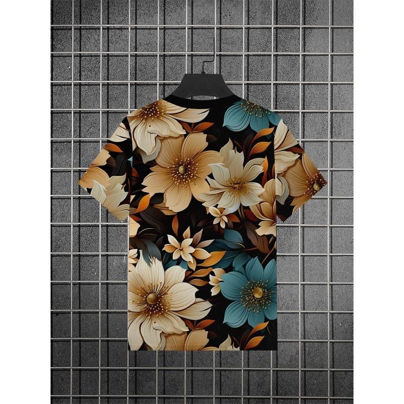 Men's Plus Size 3D Deer Print T-Shirt - Oversized Fit Suitable for Outdoor Sports & Casual Wear,