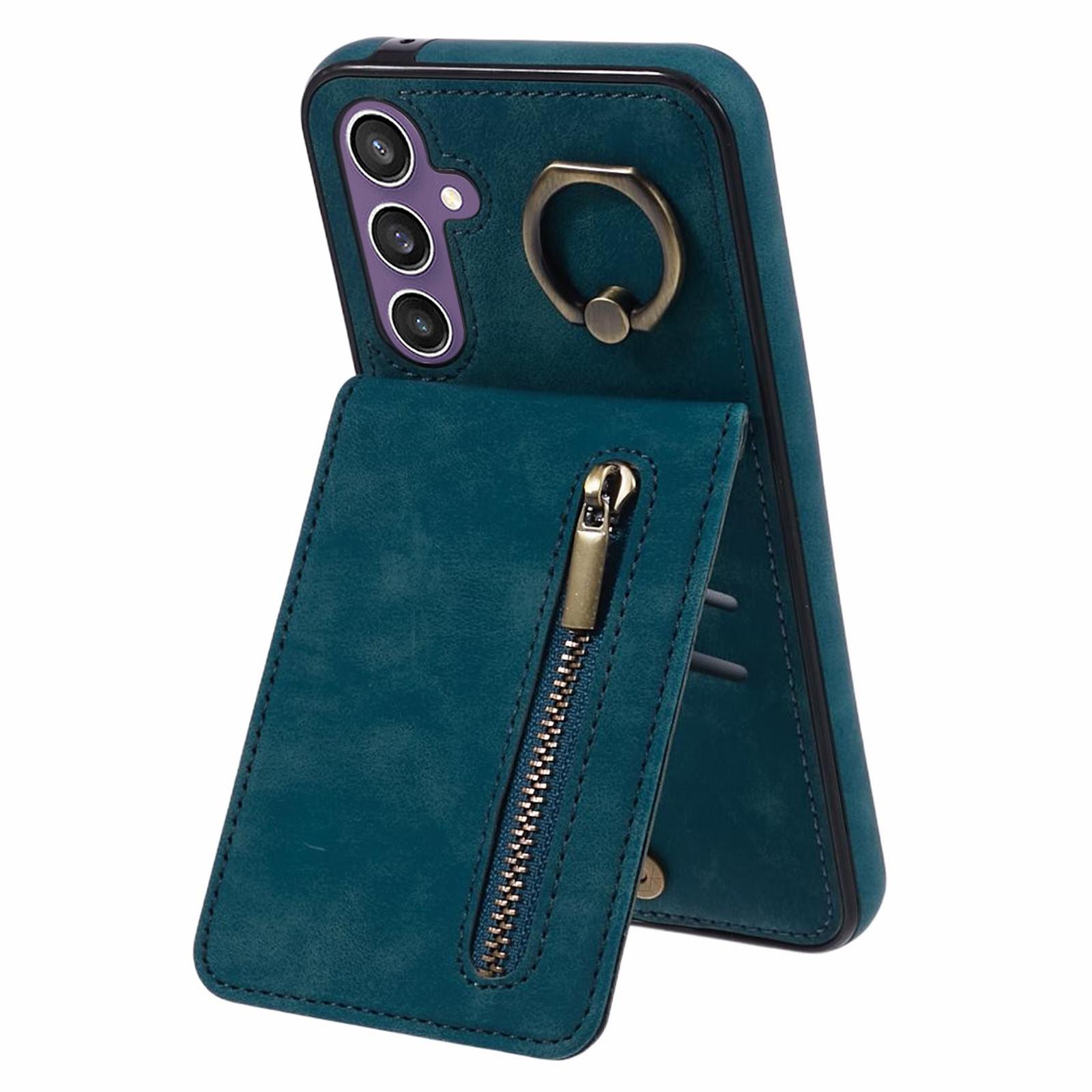 

Для Samsung Galaxy S24 Чохол-гаманець Ретро PU+TPU Підставка Протиударний Чохол для телефону Blue