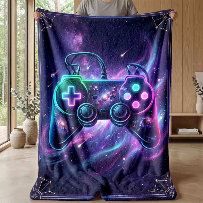 Cosmic Gamepad Art blanket Personalized Name Flannel Blanket Soft Cozy Plush Throw for Sofa Bed Lightweight Home Decor