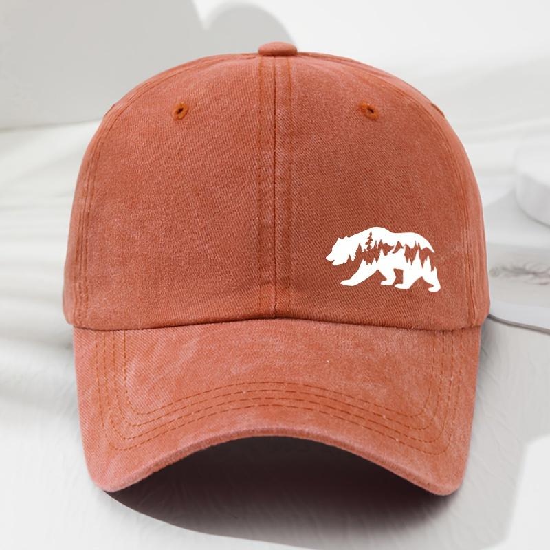Perfect Fusion of Deep Forest and Bear Pattern Printed Baseball Hat Outdoor Adventure Sunshade Fishing Hat