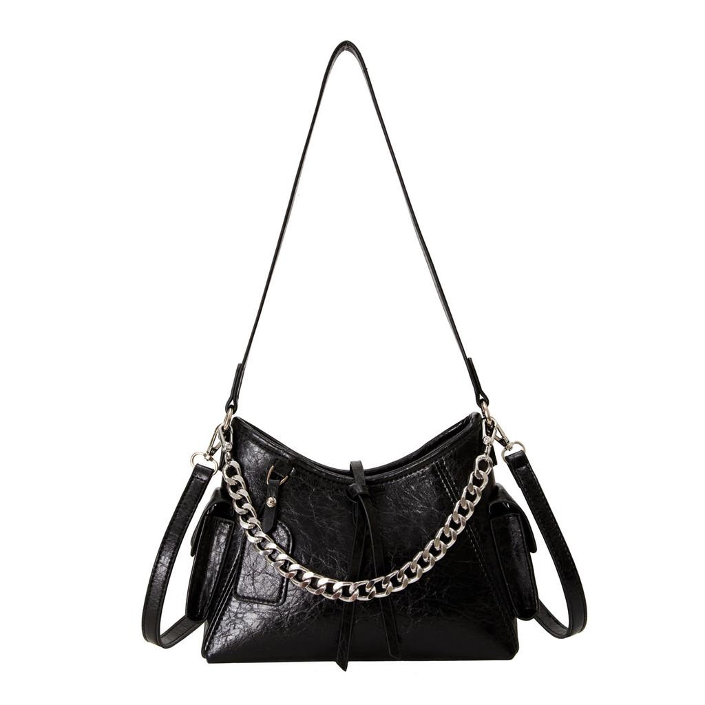 Ielgy Chain Underarm Bag All-Match Large-Capacity One-Shoulder Messenger Airport Bag чёрный
