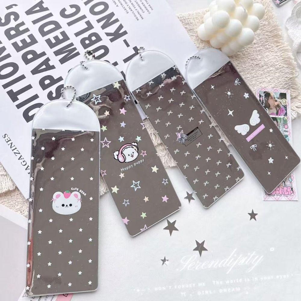 Y2K PVC Photo Card Holder Silver with Keychain Four-grid Life Photo Protector Card Sleeve Kpop Idol Strip Photo