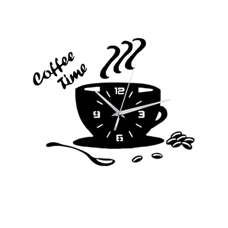 Nordic Silent Wall Clock – Creative Acrylic DIY Coffee Cup Design for Living Rooms
