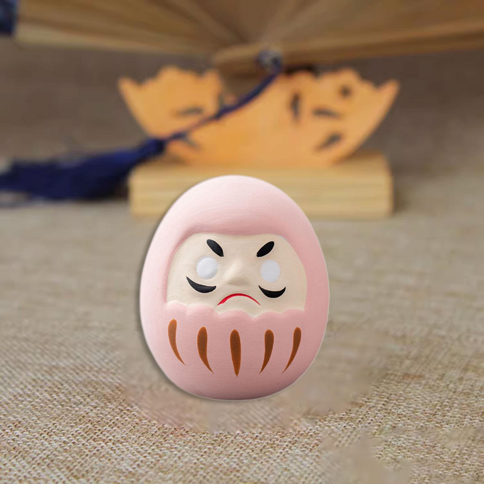 

Japanese Daruma Figurine Ceramic Statue Home Decor Creative Centerpiece Decorative Tabletop Ornament рожевий