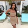 JPNTKY Women's Fashion Summer Spring Solid Color Print Sleeveless Square Collar Casual Dresses