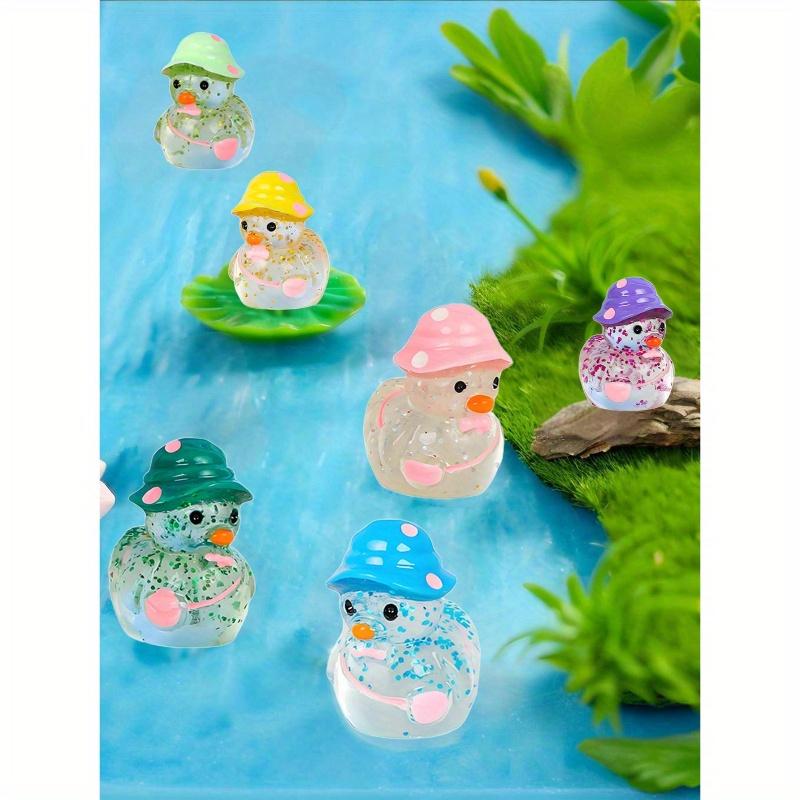 Patos Luminosos Flash Mini, Pato em Miniatura com Chapéus, Decoração de Jardim de Fadas Fluorescente, Animais Fofos Micropaisagem
