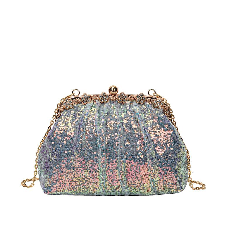 2025 New Temperament Light Luxury Celebrity Holding Dinner Bag Trendy Fashion High Sense Sequined Chain Messenger Bag