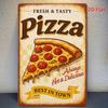 Vintage Pizza Metal Wall Sign 8x12, Retro Diner Italian Sausage Plaque, Rustic Home Decor