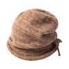 Grey Crimped Knitted Wool Hat Women's Autumn and Winter Face Small Pile Hat Big Head Circumference Ear Protection Warm Pullover Couple Hat