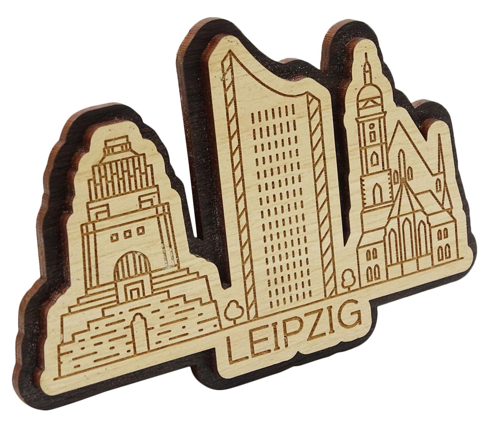 

Printtoo Home Decor Leipzig Germany Buildings Engraved Wooden Fridge Magnet Souvenir Gift 2.5 x 4 Inches коричневий