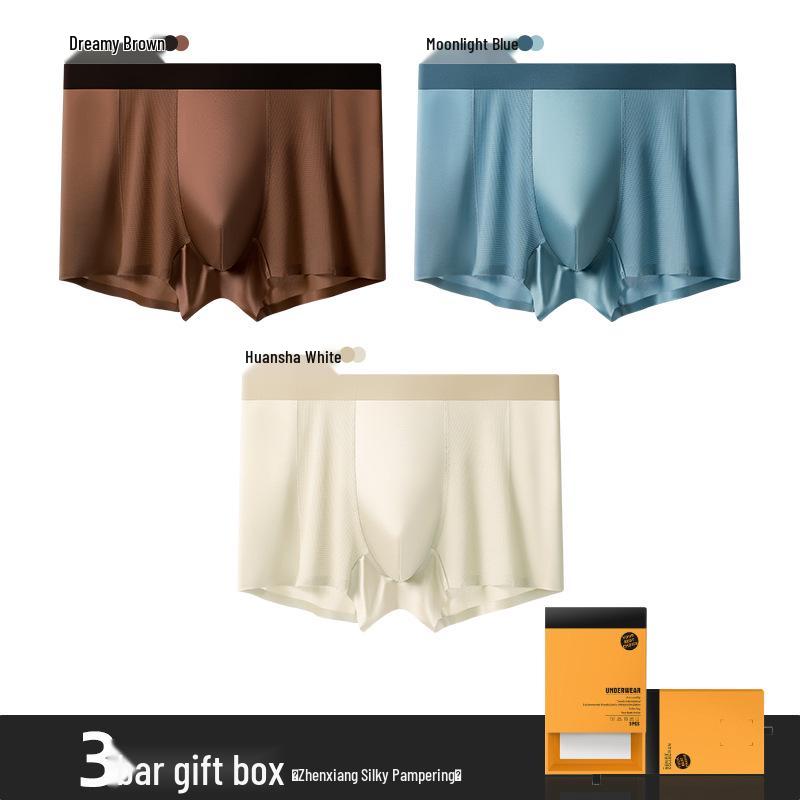 

Three-Pack Men s A-Class Satin Mesh Ice Silk Moisture-Wicking Antibacterial Boxer Briefs X-Large