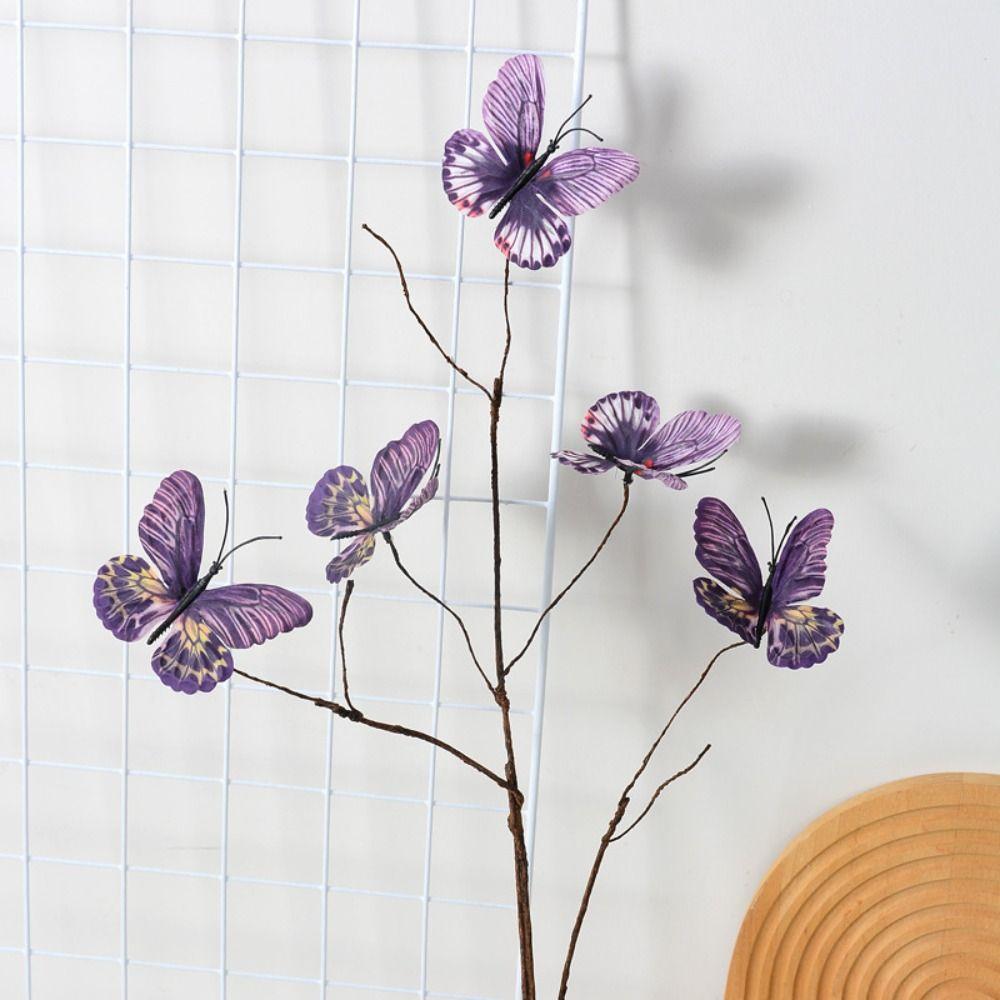 

Elegant Silk Butterfly Flower Realistic Simulated Branch Butterfly Fake Flower Living Room Decor Style 7