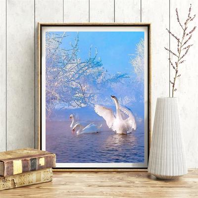 Diamond Painting 5d Winter Diamantstickerei Kreuzstich Schwan Bild Strasssteine