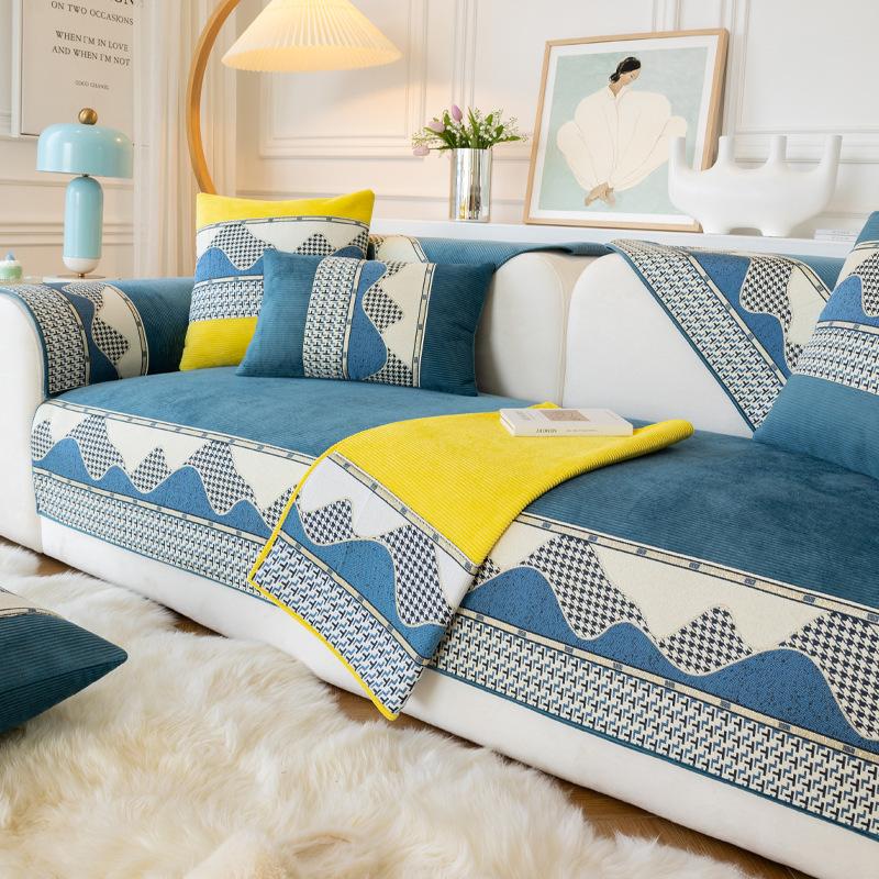 Simple Sofa Cushion for All Seasons, Non-slip Sofa Cover, High-end Towel Cover, Three-in-one Chaise Thickening