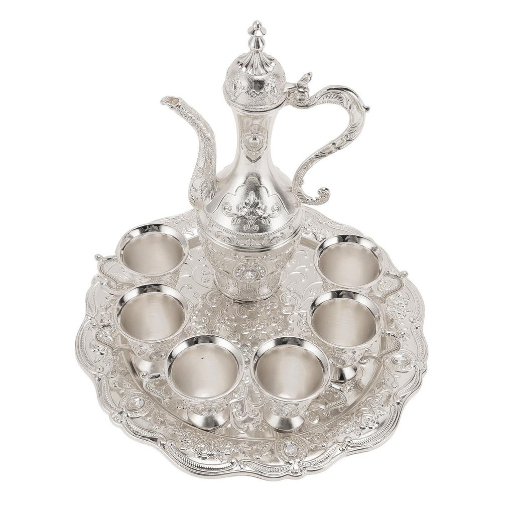 Sada Hrnečků na Víno ze Slitiny Nerezavějící Nádherná Dekorativní Vintage Sada Kávovarů na Čaj Domácí Večírek Svatba