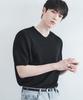 DRAW FIT Cooling Modal Half V-Neck Knit [Black]