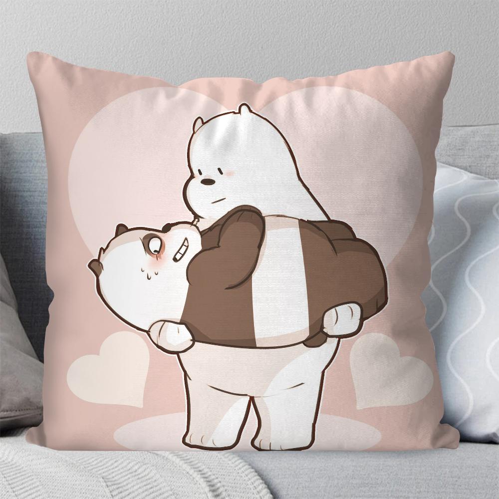 We B-Bare B-Bears Cartoon Fairy Tales Pillow Case Square Pillow Bedroom Sofa Leisure ComfortCarLiving Room Home Decoration 40X40