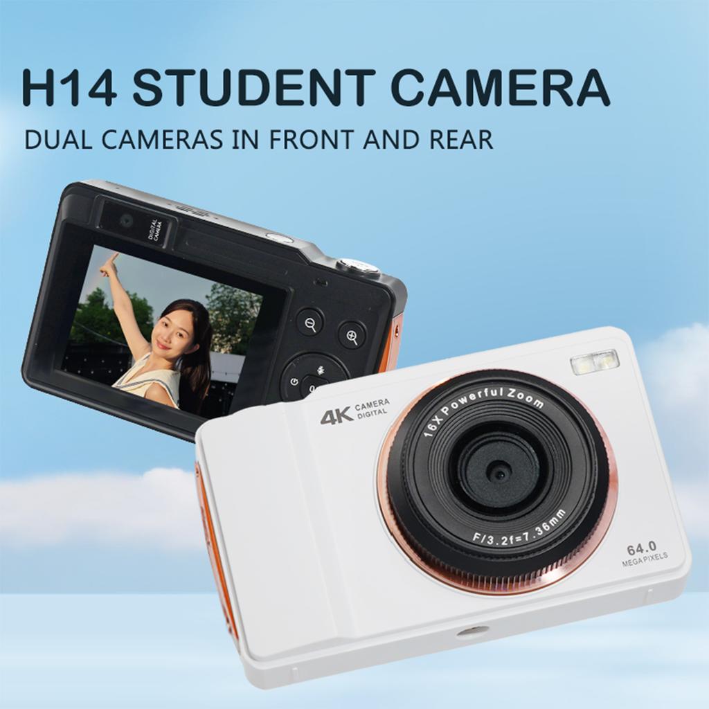 4K Digitalkamera 64MP 16-fach Zoom Tragbar Dual-Objektiv CCD mit 24-Zoll-Bildschirm für Studenten