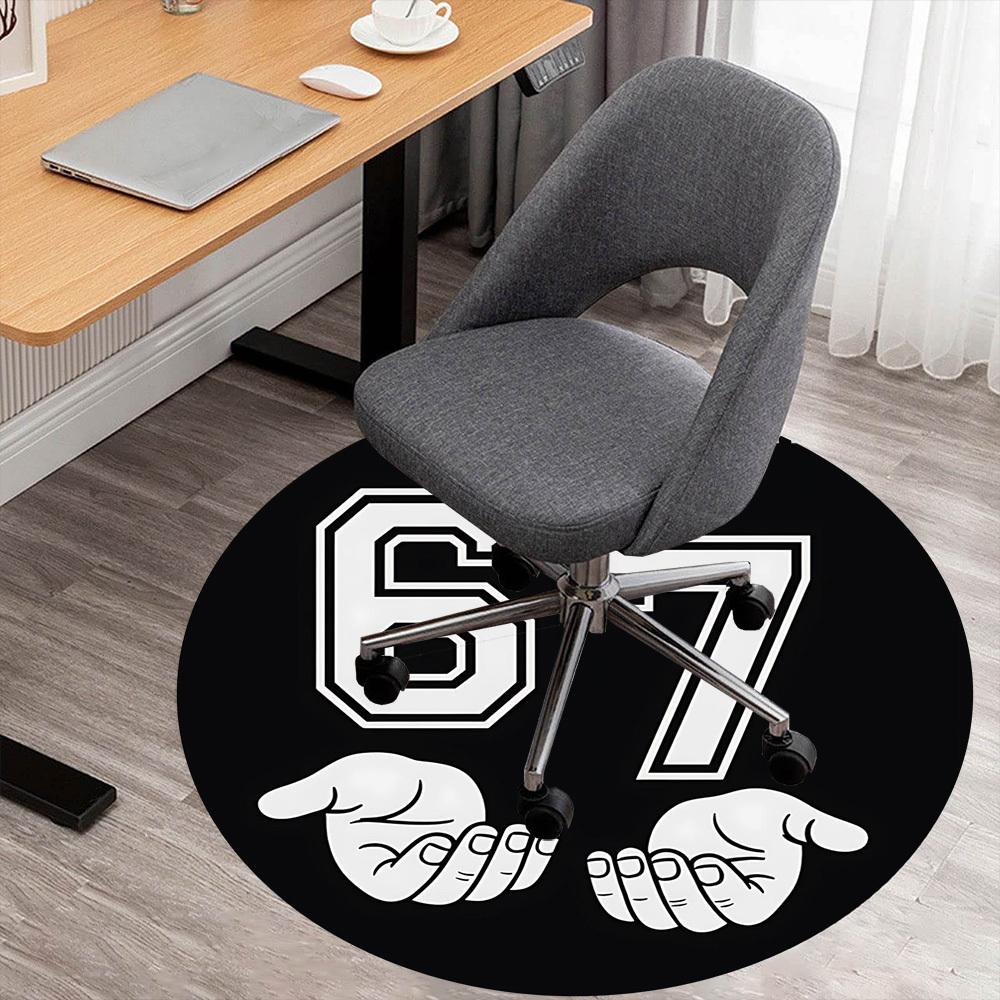 

1pc Sixty-seven and Hands Round Chair mat office Area Rug - Non-Slip, Floor Mat for Office, Bedroom, and Indoor Decor p127169 80cm by 80cm