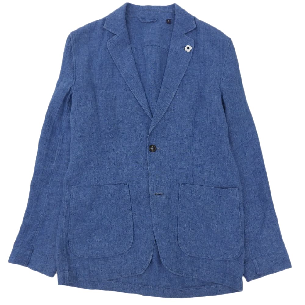 LARDINI Excellent condition AMA linen solid 2B light jacket, men's, blue, size S, JXAMAJ/EPSS60425 Jacket S blueUsed
