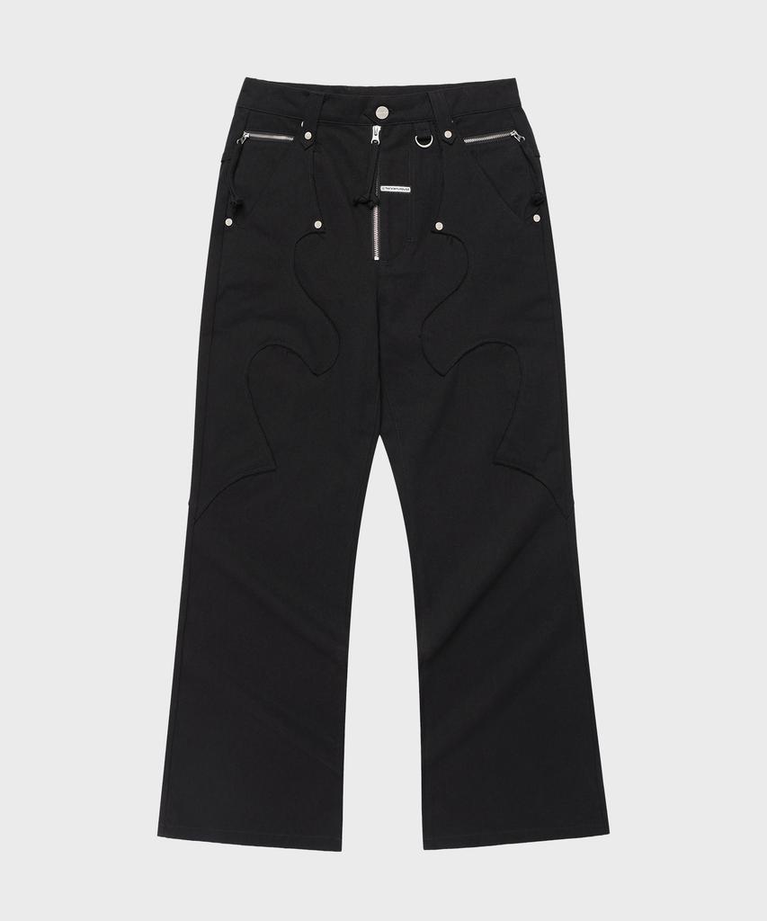 THEVINYLHOUSE Western Boots Cut Pants Black