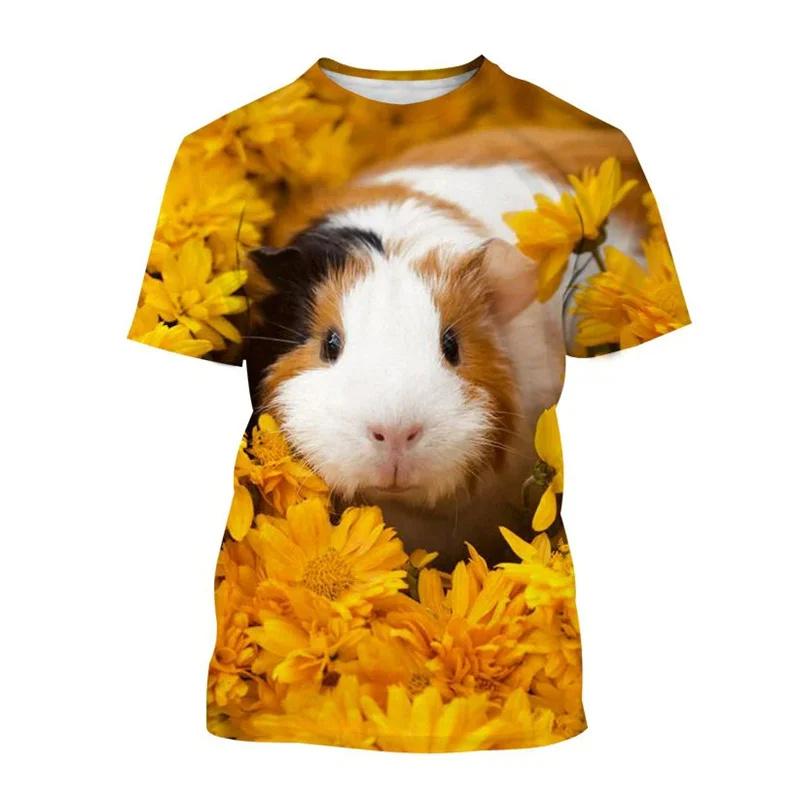 New Summer Cute Guinea Pig T-Shirt For Funny Animal 3D Printed Tees Fashion Short Sleeves Clothes Harajuku T Shirts Tops