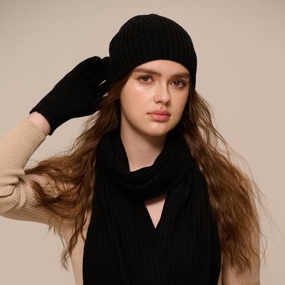 Winter New Wool Hat Men's and Women's Outdoor Warm Windproof and Cold Knitted Gloves Set