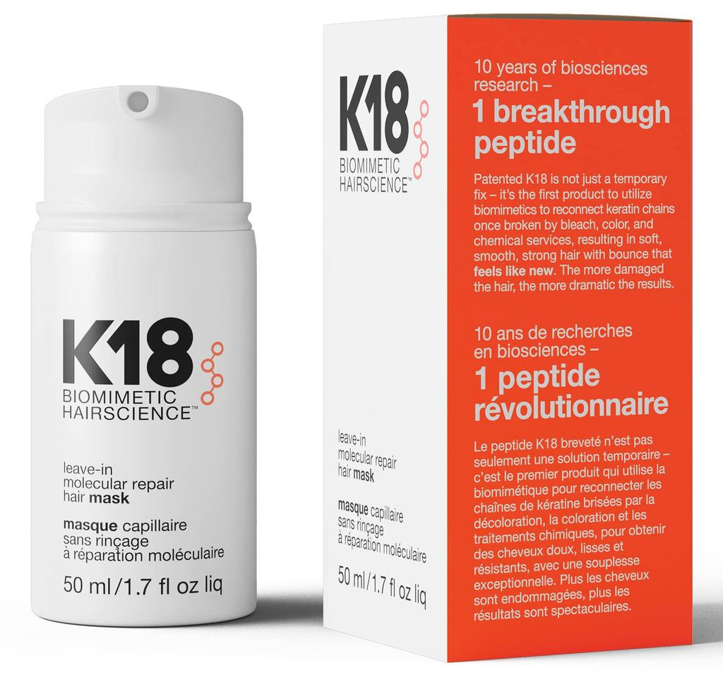 K18 Hair Mask Do Not Rinse 50ml Using Biotechnology Molecular For Hair Damage K18Peptide Biomimetic Hairscience Molecular Repair Hair Mask 50ml