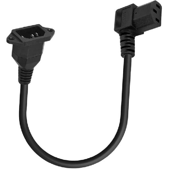C14 to C13 Panel Mount Power Cable, 90 Degree Left IEC 320 C13 Female to C14 Male PDU Power Supply Extension Cord, for Computer LED HDTV Monitor and