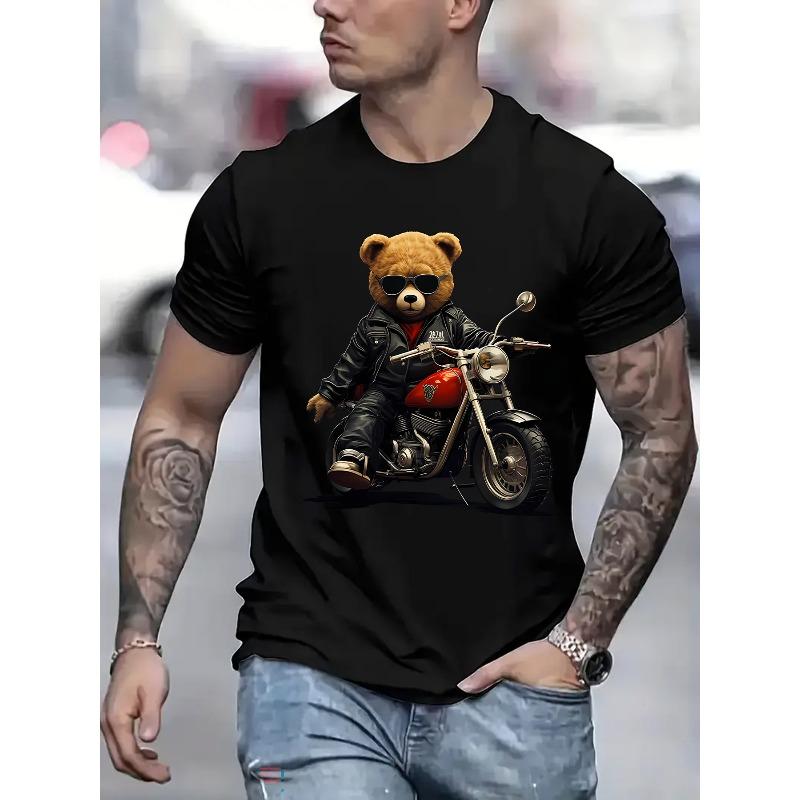 European Size Men's Creative Top, Casual Sports Short Sleeve Crew Neck Thin T-Shirt, Suitable for Summer and Spring, Men's Summer Outdoor Clothing