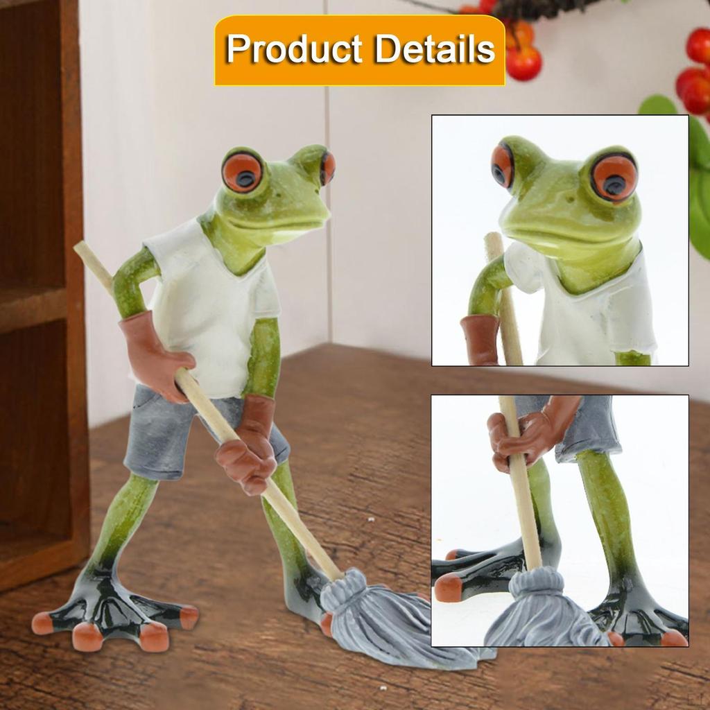 Frog Garden Statue Ornament Adorable Gift Animal Figurine Sculpture for Bookshelf Living Room