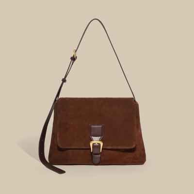 Leather Tote Bag Women's Retro Temperament Suede Underarm Bag Large Capacity Commuter Matte Cowhide Shoulder Messenger Bag