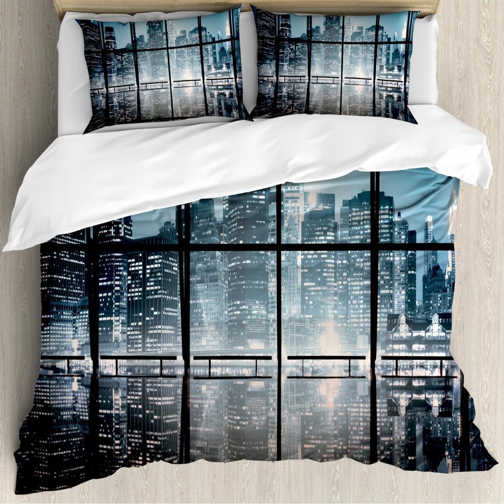 New York City Theme Duvet Cover Three-Piece Dormitory Bed Quilt Cover Set Quilt Cover