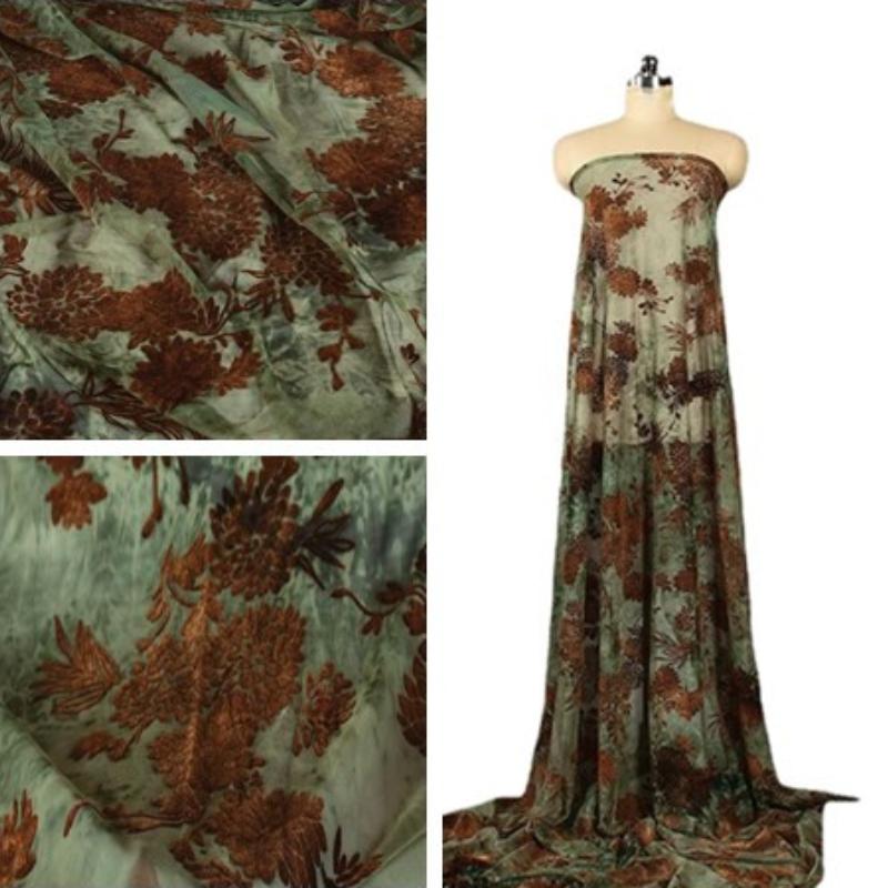 Tecido de Malha Flocado Verde Saree Africano Tecido de Tule Dirac Tecidos de Veludo Jacquard Tecido George Nigeriano para Vestido DIY Roupas