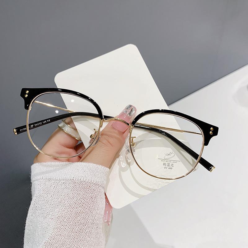 Trendy Round Optical Glasses Ladies New Blue Light Blocking Optical Spectacle Eyeglasses Men Women Half Frame Computer Eyewear