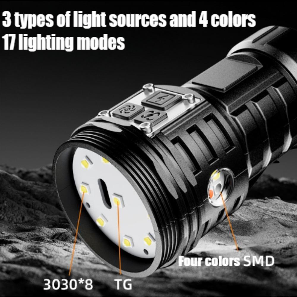 Multi-function Mini Flashlight Electric Display Tail Magnetic Built-in Battery Outdoor Portable Flashlight Emergency Lights