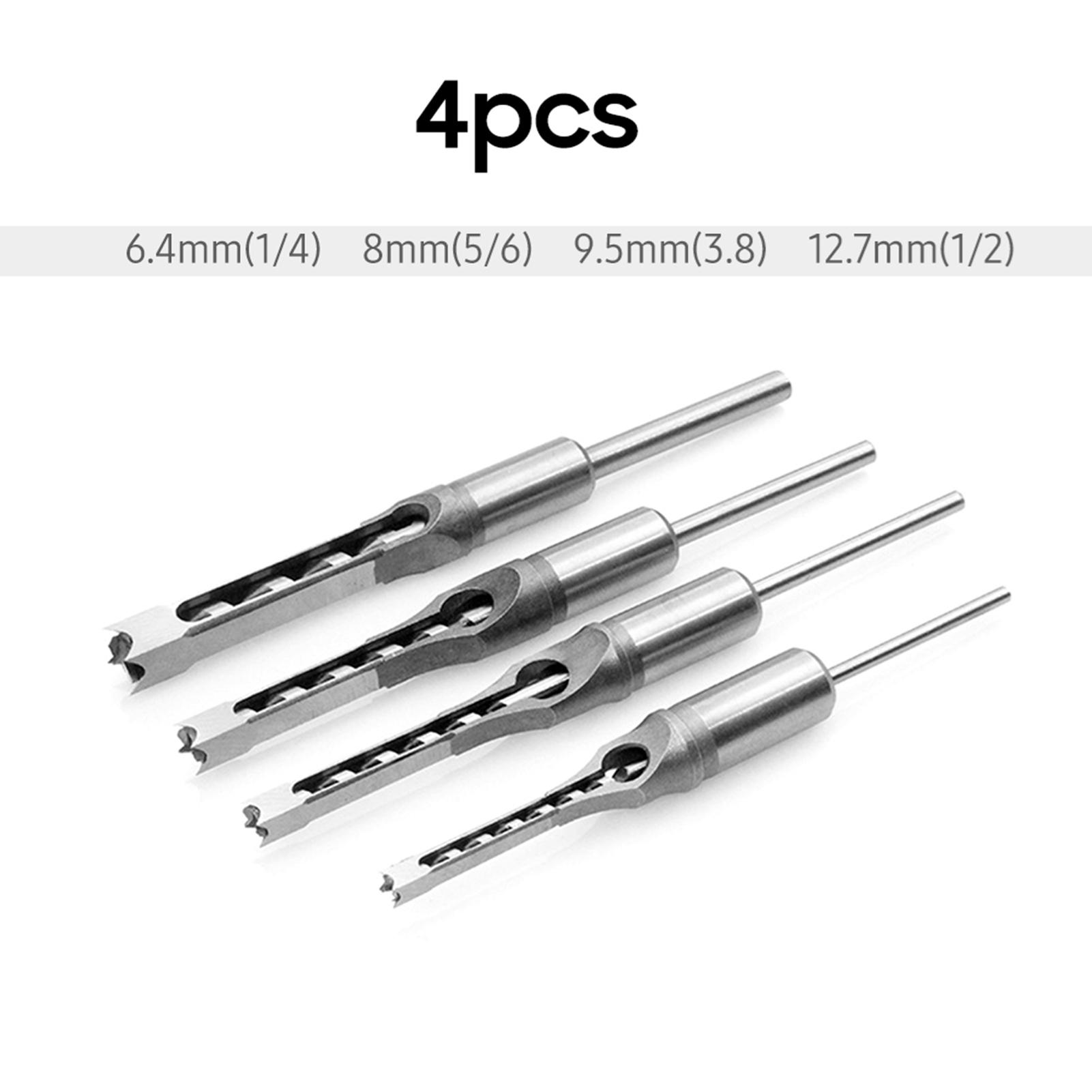

7pcs Square Hole Drill Bit Woodworking Hole Saw Mortising Chisel Steel Drill Bits Set 1/4 inch, 5/16 inch, 3/8 inch, 2/5 inch