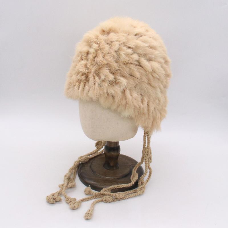 Female Winter Western Sichuan Travel Photo Show Face Small Ear Hat Trendy Rabbit Hair Knitted Fluffy Pullover Hat