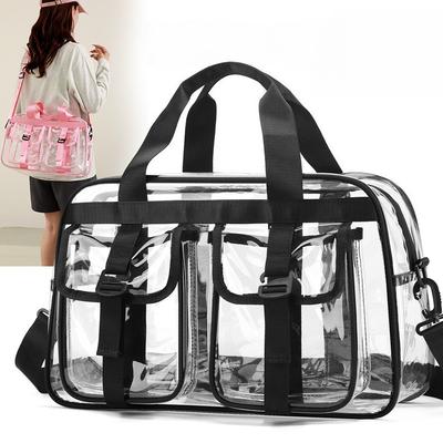 Large Capacity Clear PVC Travel Bag Stadium Event Transparent Bag Fitness Storage Pack Portable Handbag for Sports Workout