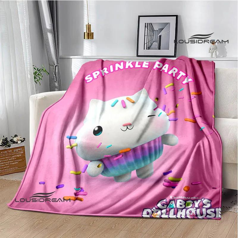 Gabby's Dollhouse Cute Anime Printed Blankets Picnic Blanket Flannel Warm Blanket Travel Blankets Bed Linings Birthday Gift