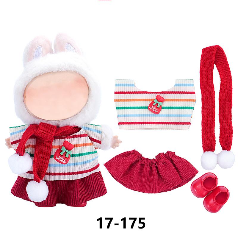 New Christmas Clothes For 17cm Labubus Mini Doll Clothes Outfit Hat Clothes for Labubu I II III Doll Accessories Party Game Toys