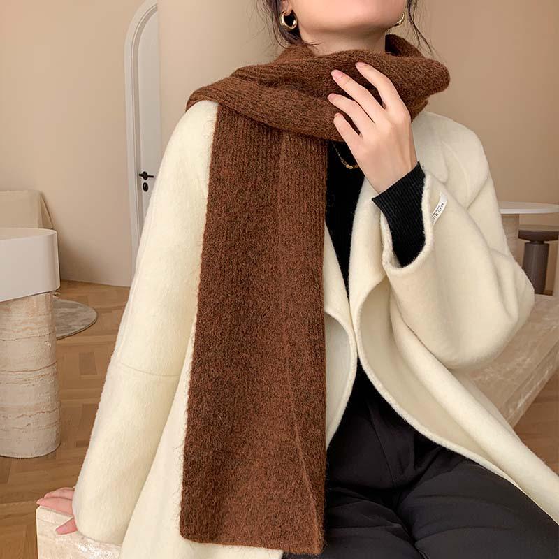 

New Fashion Classic Warm Women Scarf Autumn Winter Elegent Imitation Cashmere Knitted Thickened Scarfves Female Thermal Muffler