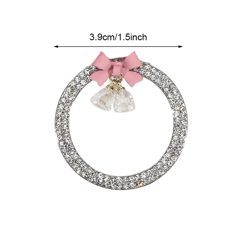 Rhinestone Bow Bell Car Start Switch Button Auto Decorative Diamond Stickers Ring Circle Trims Protective Cover Car Accessories