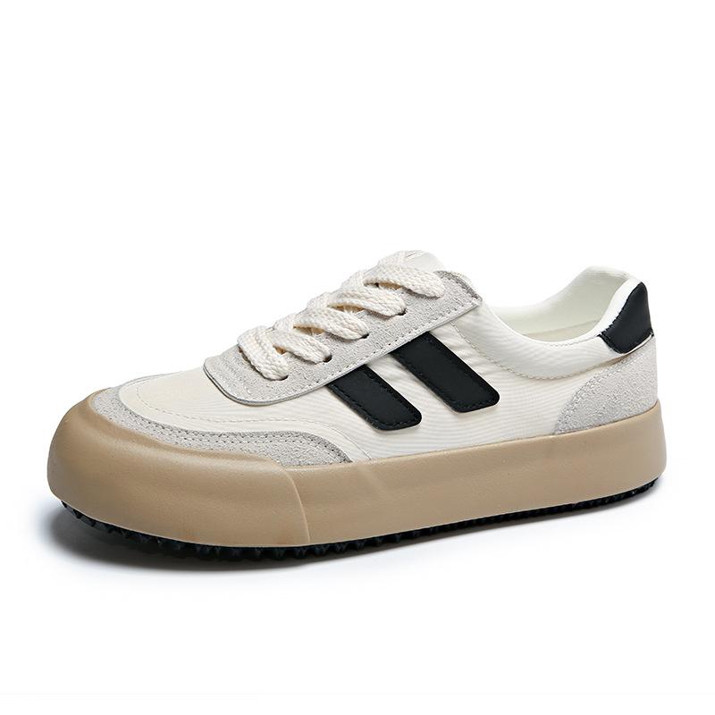 

2025 весна и осень новые ретро моральные тренировочные туфли женские на платформе повседневные универсальные кеды нишевый дизайн дышащие парусиновые туфли 40 бежевый