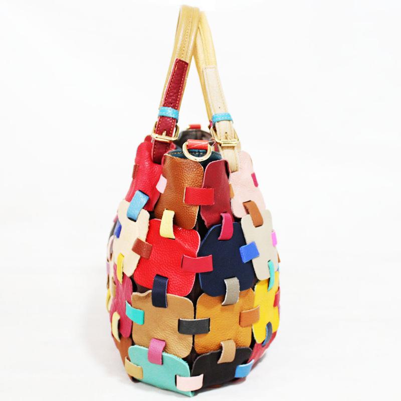 Borsa a mano da donna Borsa in pelle Borsa a tracolla portatile Borsa grande Borsa a colori con giunzione a vento