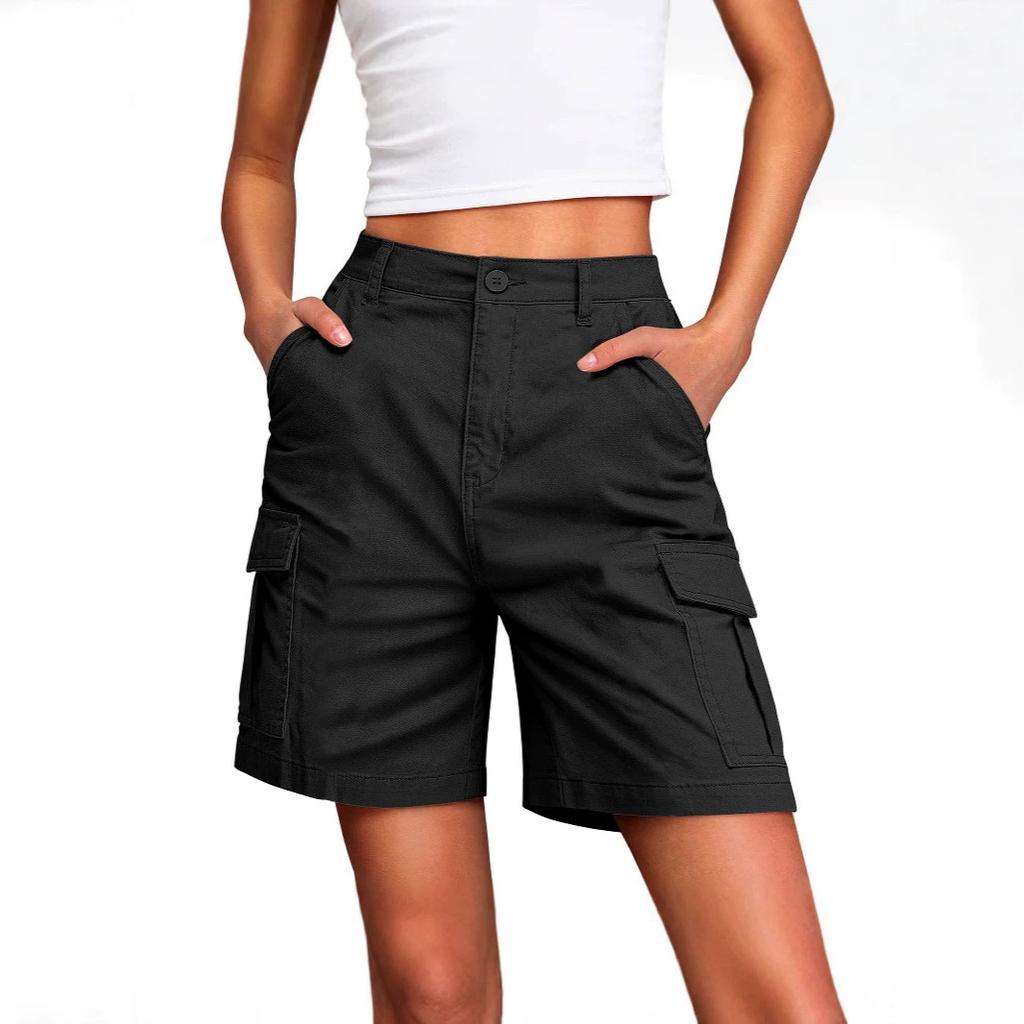 Women High Waist Cargo Shorts Casual Multi Pocket Loose Fit Lounge Shorts