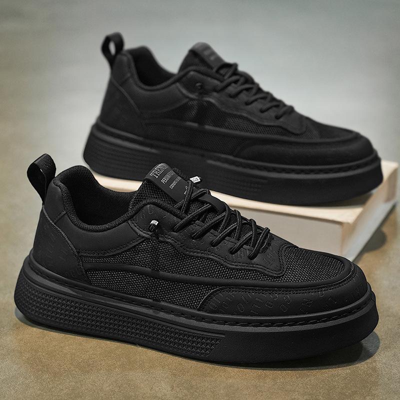 Men's shoes summer new men's breathable deodorant black board shoes thin board shoes non-slip heightening casual shoes