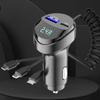 KC08 3-in-1 Retractable 3.1A USB Car Charger with Voltage Display