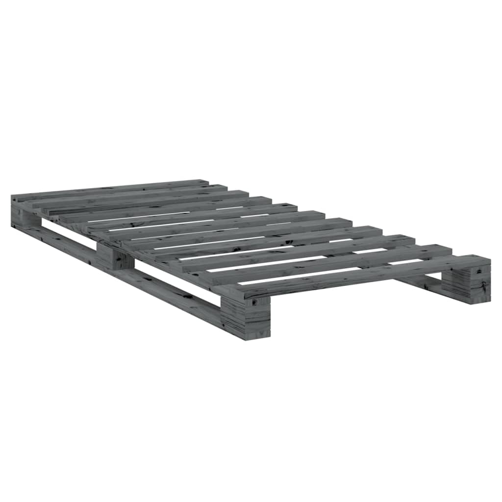 Solid Wood Bed with Headboard Gray 90x200 cm Pine