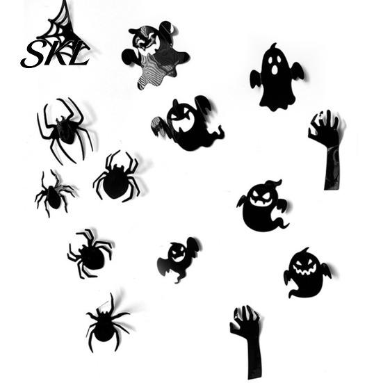 Removable Wall Art for Renters Halloween 3D Stickers, Self-adhesive Peel And Stick PVC Waterproof Easy to Clean Murals Ghost/Bat/Spider Decals